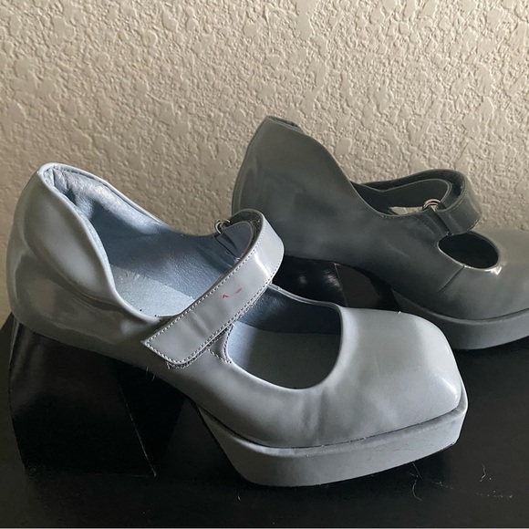 Jeffrey Campbell Reine Mary Jane SquareToe Blue Y2K Goth Platform Pumps 6.5 - Picture 6 of 16
